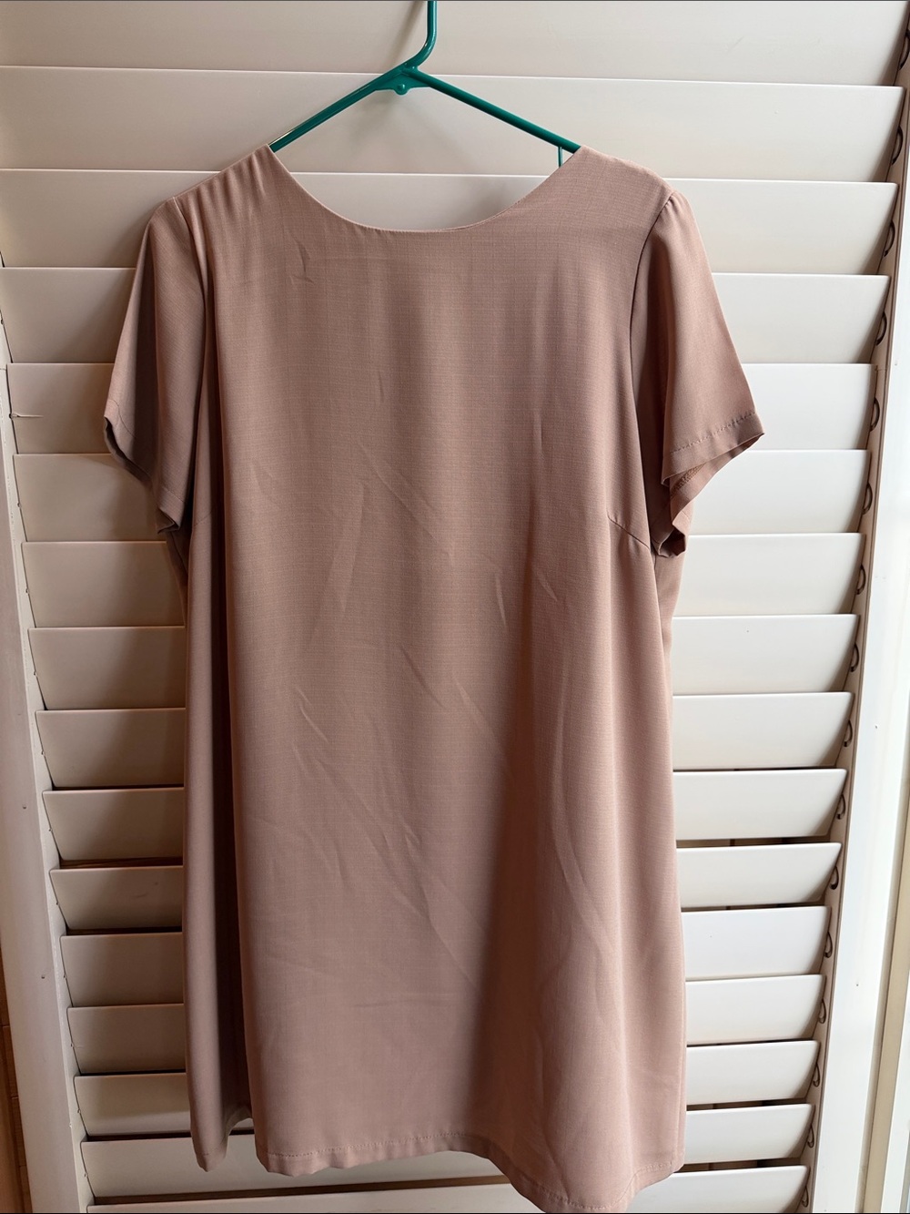 Lulu's Beige Short Sleeve Midi Shift Dress